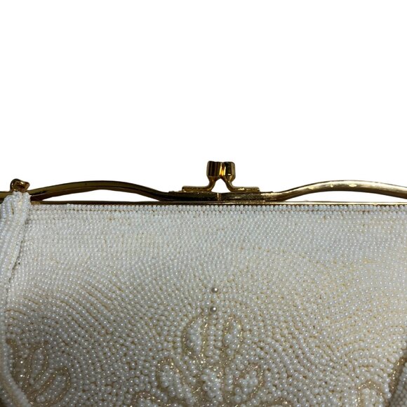 Vintage Beaded Clutch by Dena of Dallas – Ivory Pearl Purse Made in Japan - Picture 8 of 10